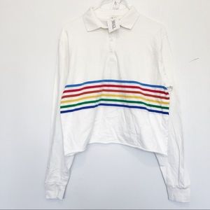Brandy Melville rainbow collared Jonny t shirt